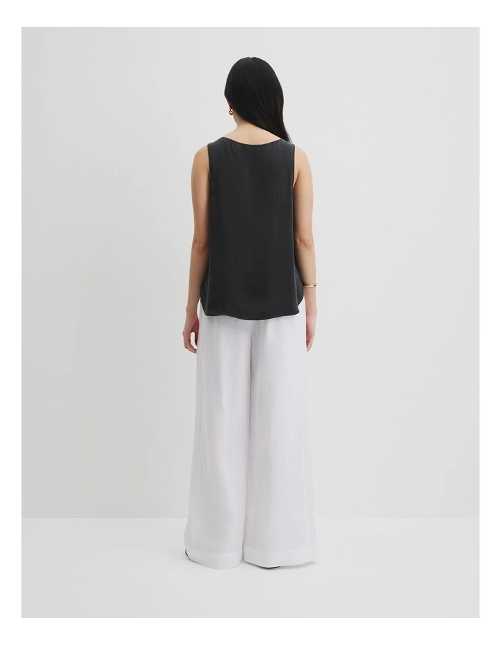 Cupro Scoop Neck Tank in Black image 4