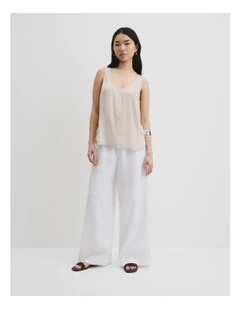 Cupro Scoop Neck Tank in Tahini