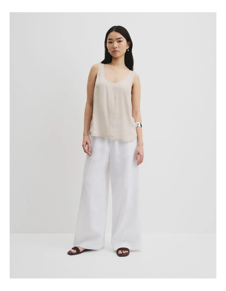 Cupro Scoop Neck Tank in Tahini image 1