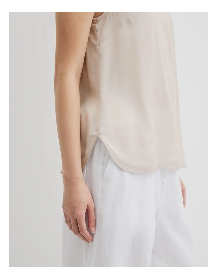 Cupro Scoop Neck Tank in Tahini image 3