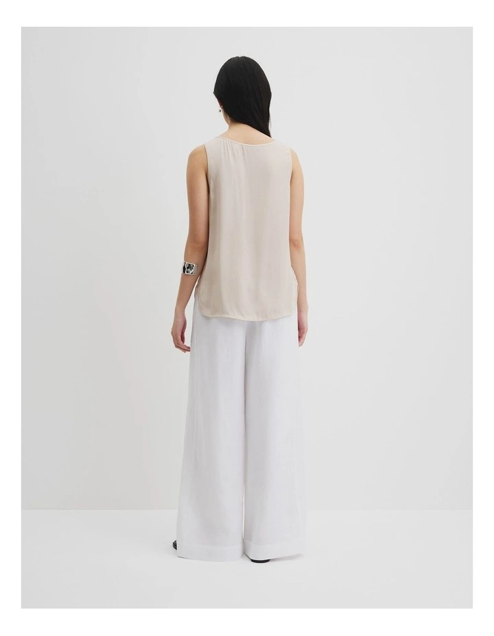 Cupro Scoop Neck Tank in Tahini image 4