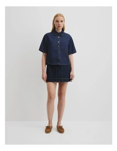 Short Sleeve Denim Shirt in Ink Wash