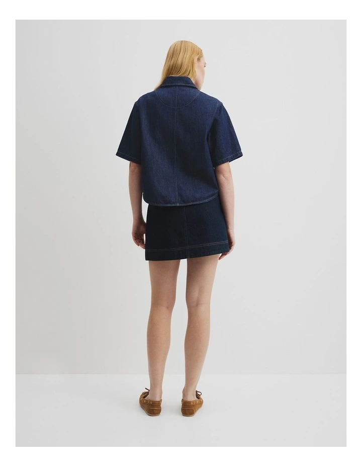 Short Sleeve Denim Shirt in Ink Wash image 4