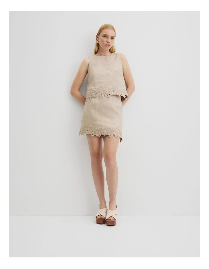 Linen Scalloped Top in Sesame image 1