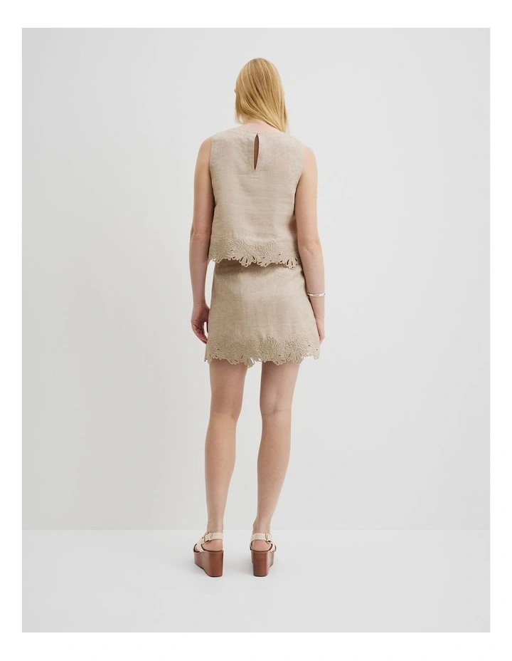 Linen Scalloped Top in Sesame image 4