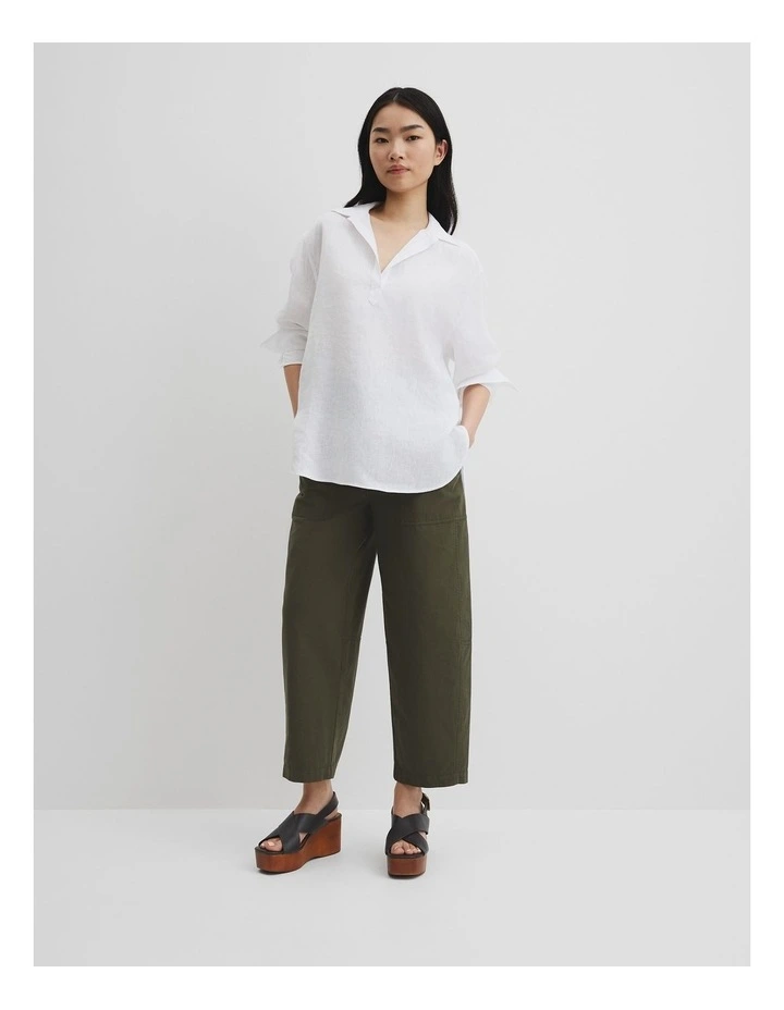 Organically Grown Linen Popover in White image 2