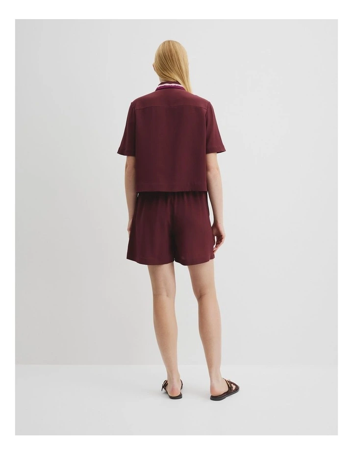 Country Road X Ngali Silk Embroidered Shirt in Burgundy image 4