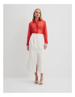 Organza Shirt in Vivid Red
