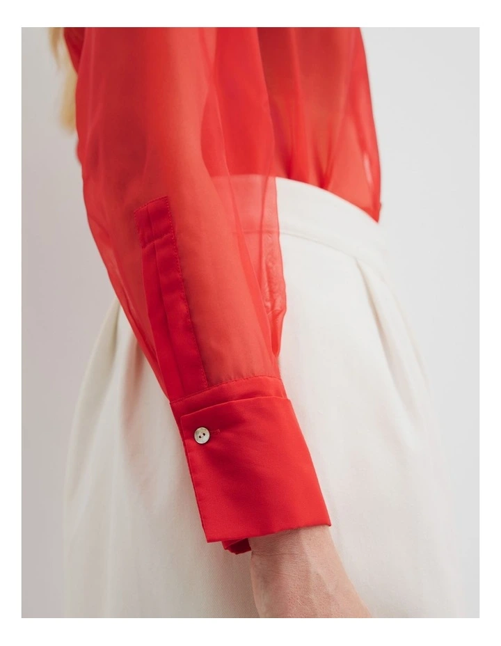Organza Shirt in Vivid Red image 3