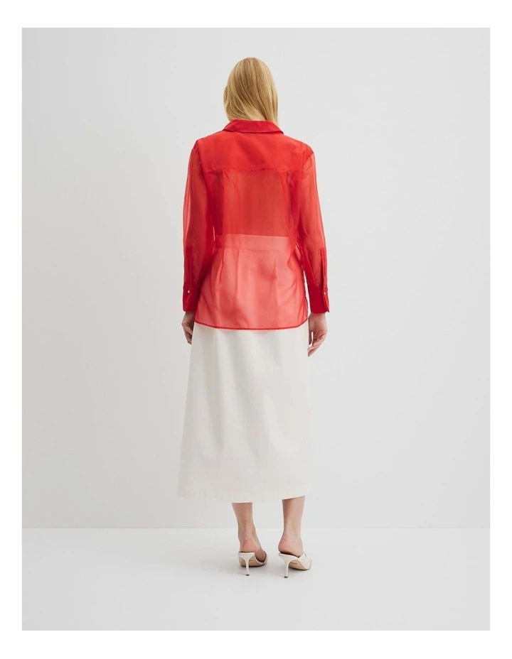 Organza Shirt in Vivid Red image 4