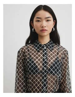 Print Organza Shirt in Twisted Geo