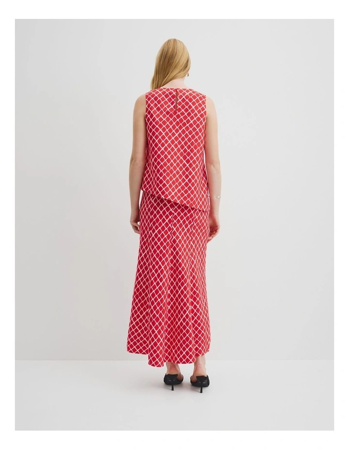 Print Asymmetric Tank in Vivid Red Twisted Geo image 4