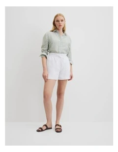 Organically Grown Linen Tie Detail Short in White