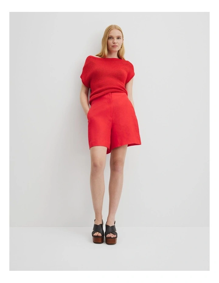 Organically Grown Linen Suit Short in Vivid Red image 1