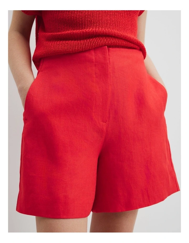 Organically Grown Linen Suit Short in Vivid Red image 2