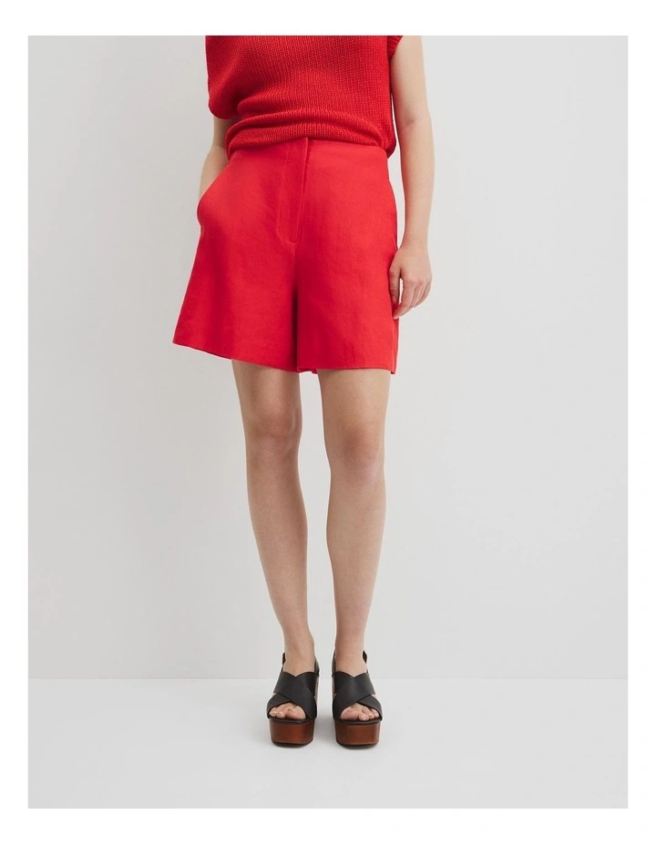 Organically Grown Linen Suit Short in Vivid Red image 3