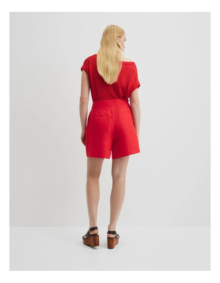 Organically Grown Linen Suit Short in Vivid Red image 4