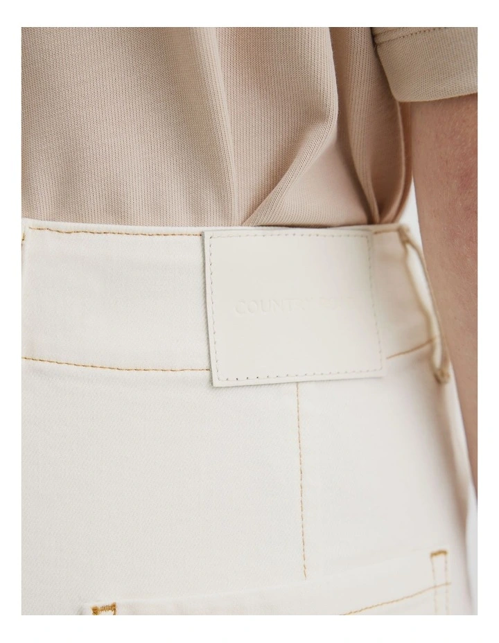Denim A-line Short in White image 3