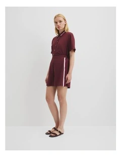 Country Road X Ngali Silk Embroidered Short in Burgundy