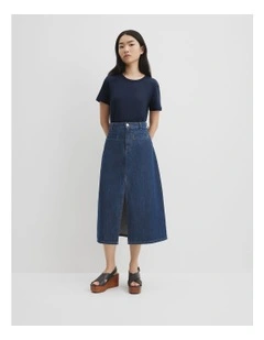 Split Midi Skirt in Ink Wash