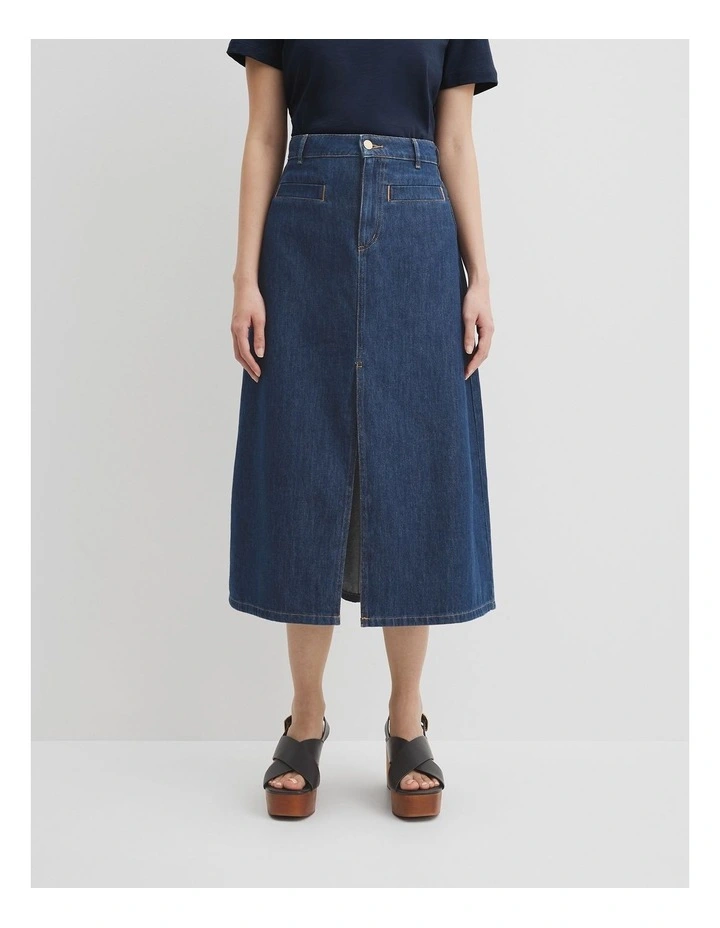 Split Midi Skirt in Ink Wash image 3