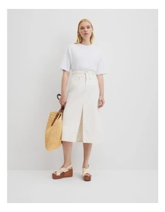Split Midi Skirt in White