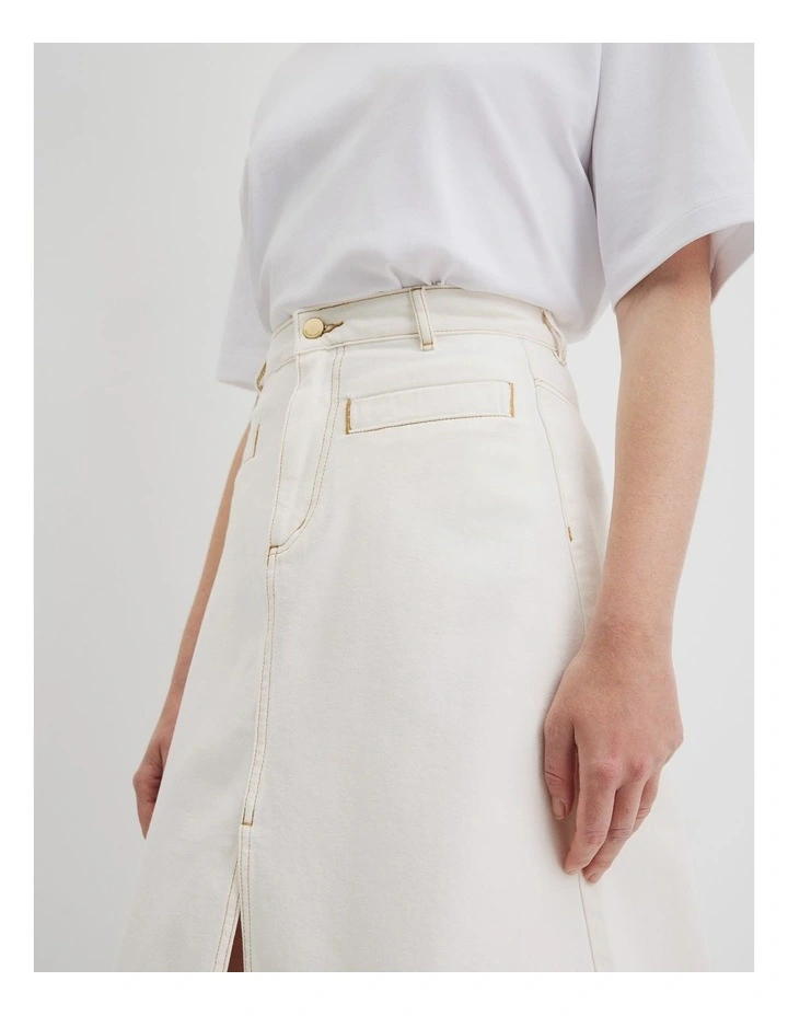 Split Midi Skirt in White image 3