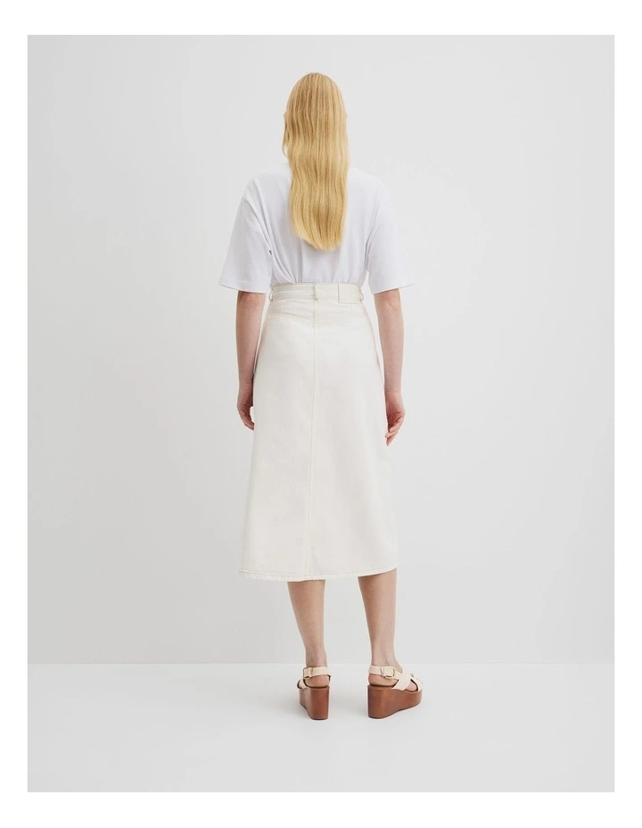 Split Midi Skirt in White image 4
