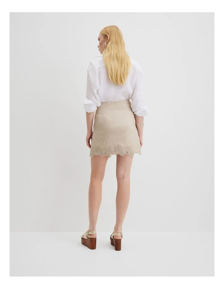 Linen Scalloped Skirt in Sesame image 4
