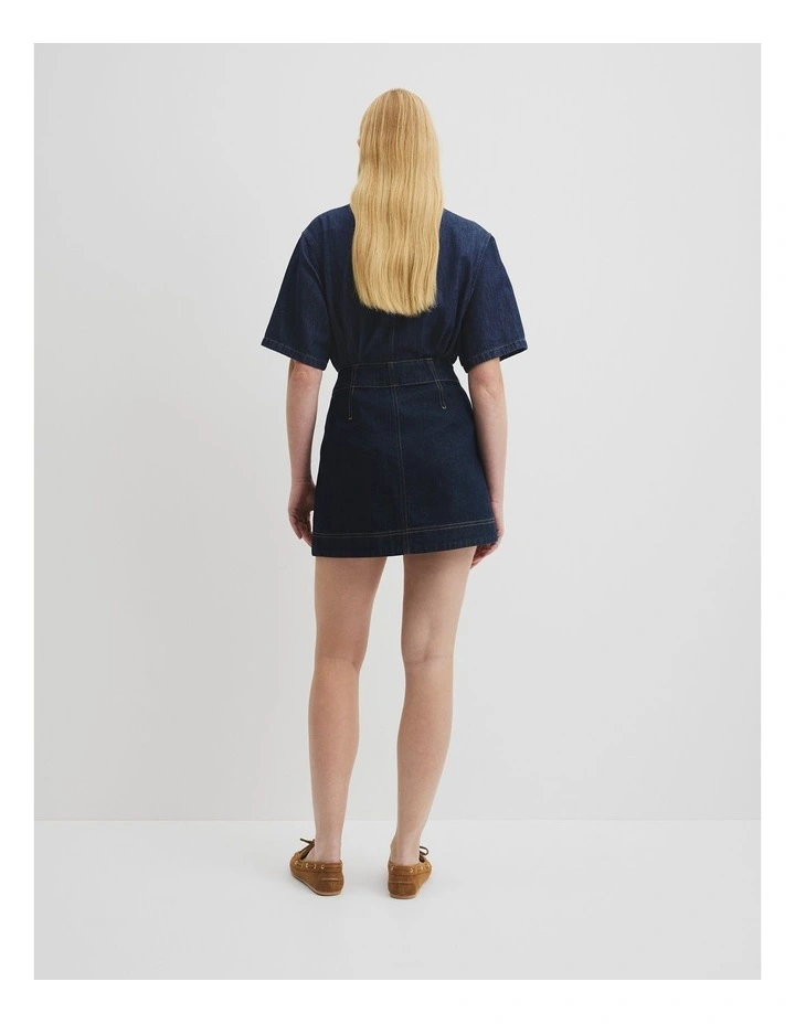 Denim Mini Skirt in Indigo Rinse image 4