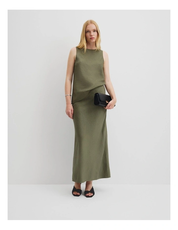 Draped Bias Skirt in Caper image 1