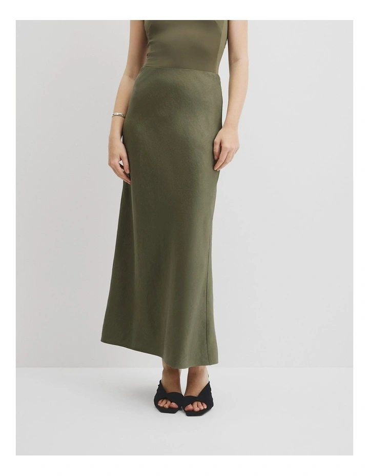 Draped Bias Skirt in Caper image 2