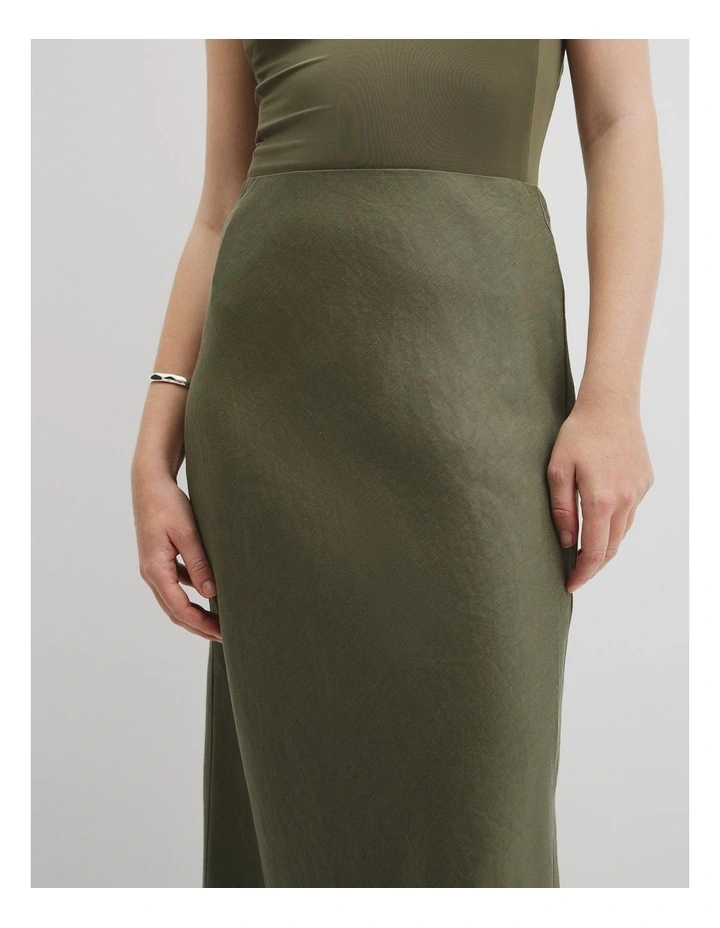Draped Bias Skirt in Caper image 3