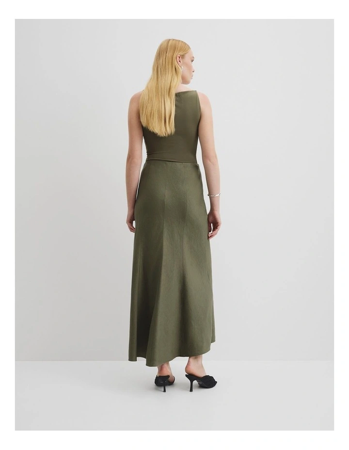 Draped Bias Skirt in Caper image 4