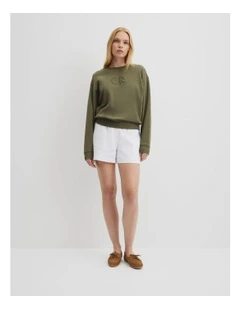 Australian Cotton Cr Logo Sweat in Caper