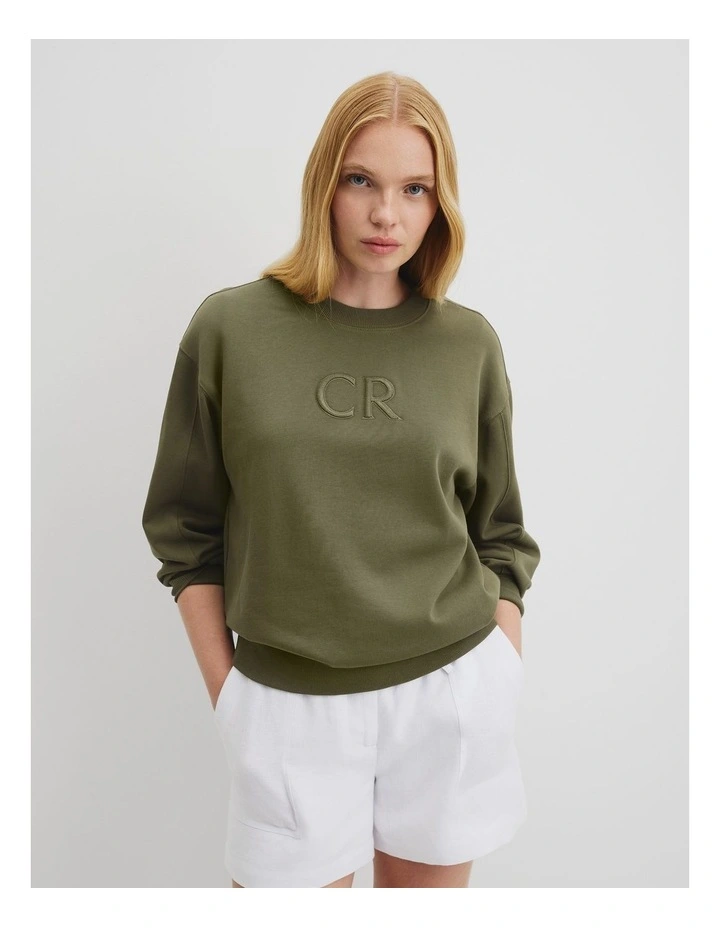 Australian Cotton Cr Logo Sweat in Caper image 3