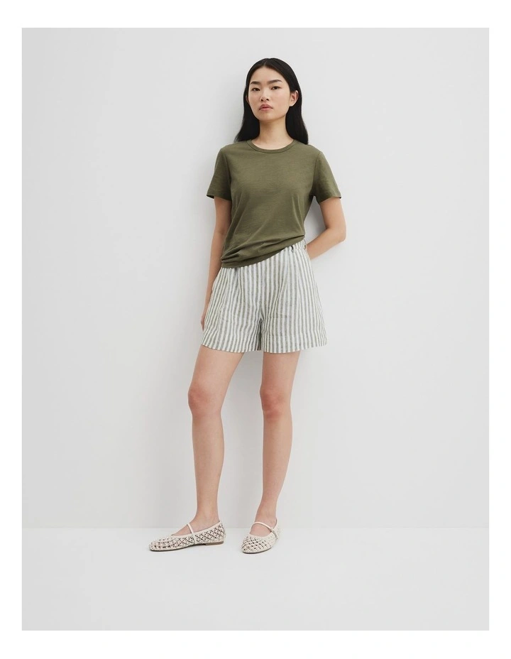 Australian Good Earth Cotton Slub Short Sleeve T-shirt in Caper image 2
