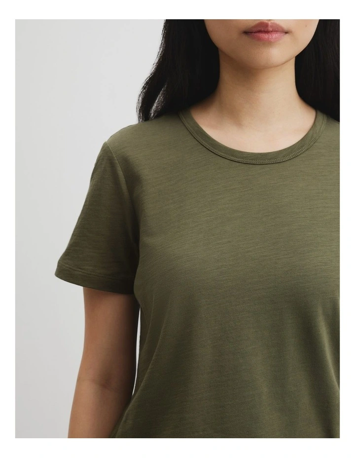 Australian Good Earth Cotton Slub Short Sleeve T-shirt in Caper image 3