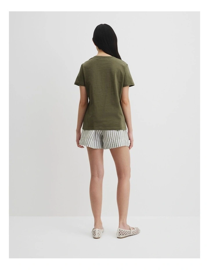 Australian Good Earth Cotton Slub Short Sleeve T-shirt in Caper image 4