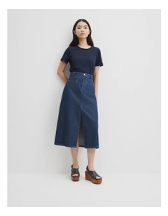 Australian Good Earth Cotton Slub Short Sleeve T-shirt in Ink