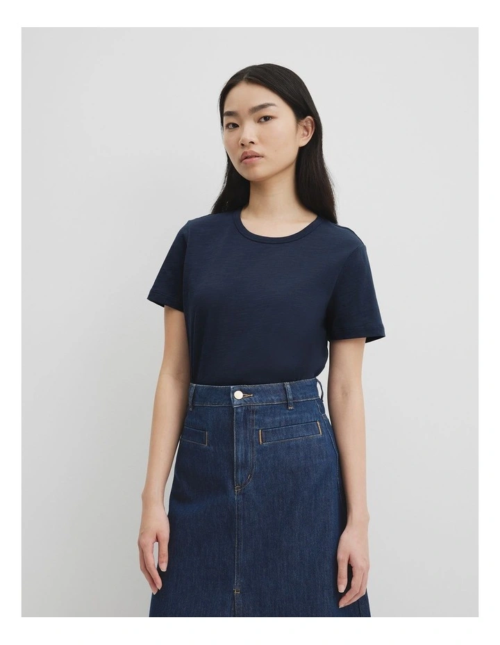 Australian Good Earth Cotton Slub Short Sleeve T-shirt in Ink image 2