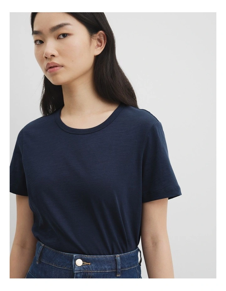 Australian Good Earth Cotton Slub Short Sleeve T-shirt in Ink image 3