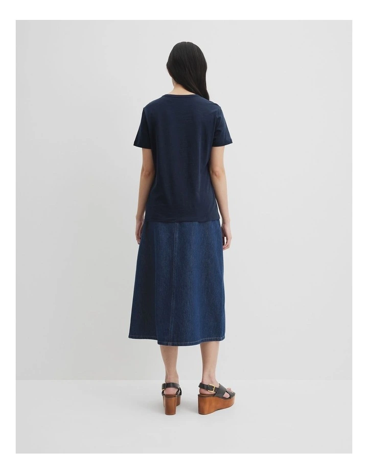 Australian Good Earth Cotton Slub Short Sleeve T-shirt in Ink image 4