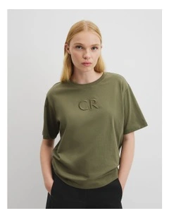 Australian Cotton Cr Logo T-shirt in Caper