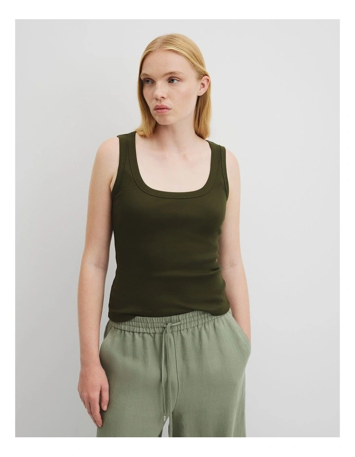 Scoop Rib Tank in Deep Olive image 2