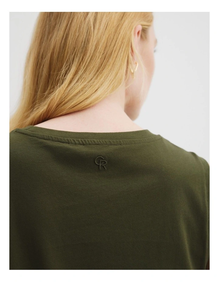 Australian Cotton Relaxed Crew Tank in Deep Olive image 2
