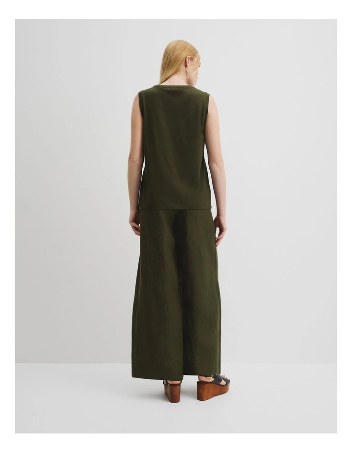 Australian Cotton Relaxed Crew Tank in Deep Olive image 4