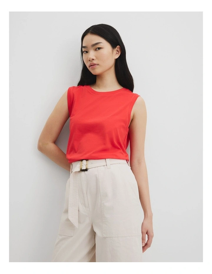 Australian Cotton Relaxed Crew Tank in Vivid Red image 2