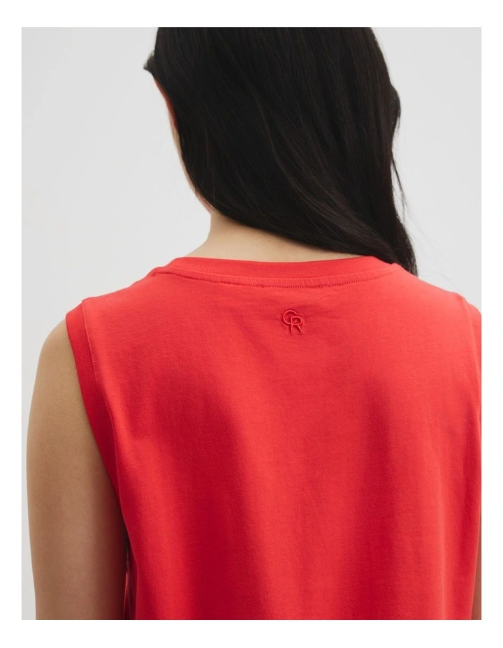 Australian Cotton Relaxed Crew Tank in Vivid Red image 3