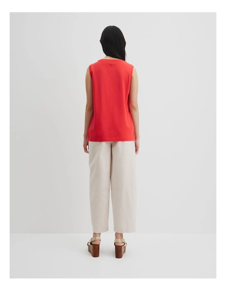Australian Cotton Relaxed Crew Tank in Vivid Red image 4